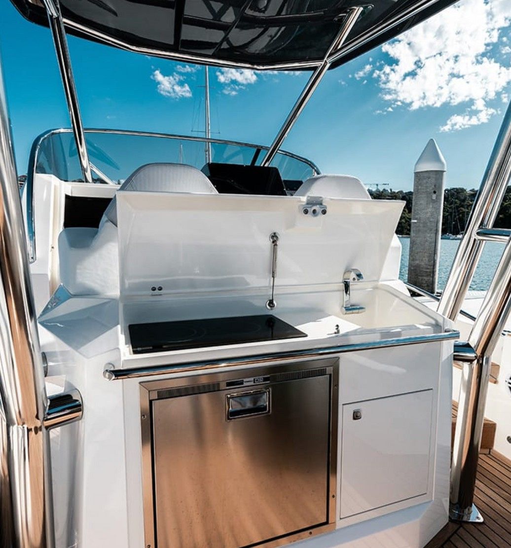 Tempest 44 luxury wetbar and galley kitchen