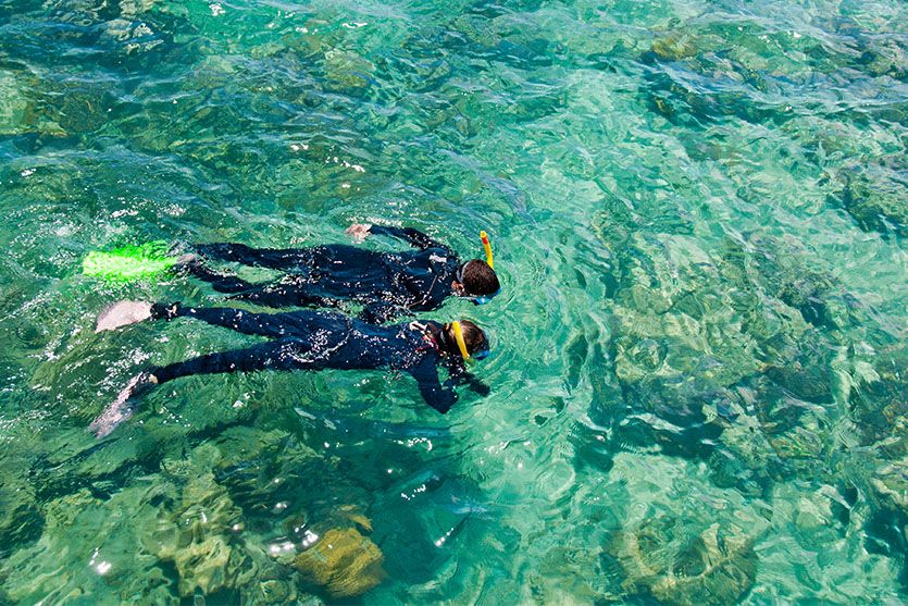 Snorkeling in crystal clear Mediterranean waters
