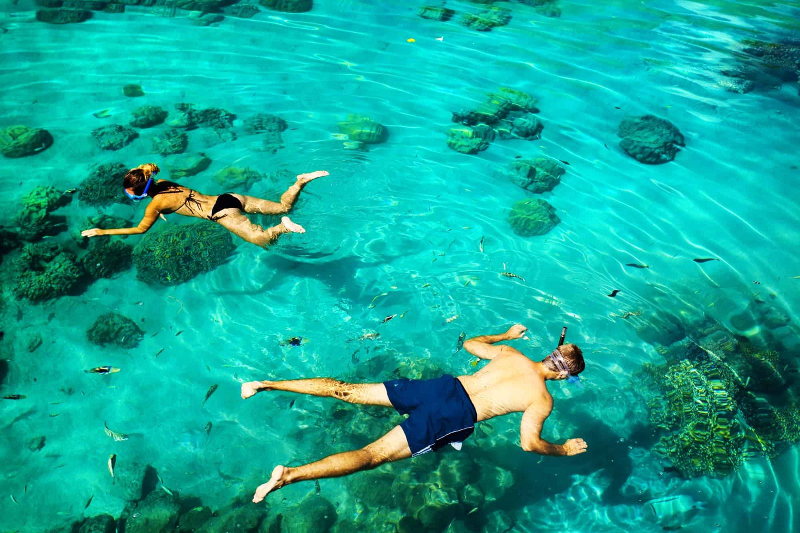 Snorkeling in crystal clear Mediterranean water